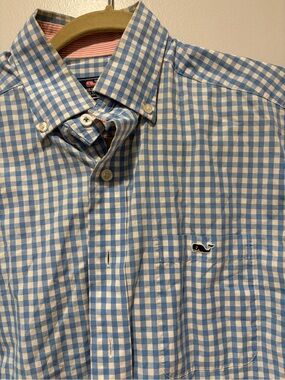 Vineyard Vines Light Blue & White Gingham Button-Down Shirt
